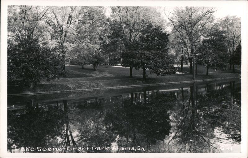 RPPC Lake Scene Grant Park Atlanta,GA Cline G-11 DeKalb,Fulton County Georgia