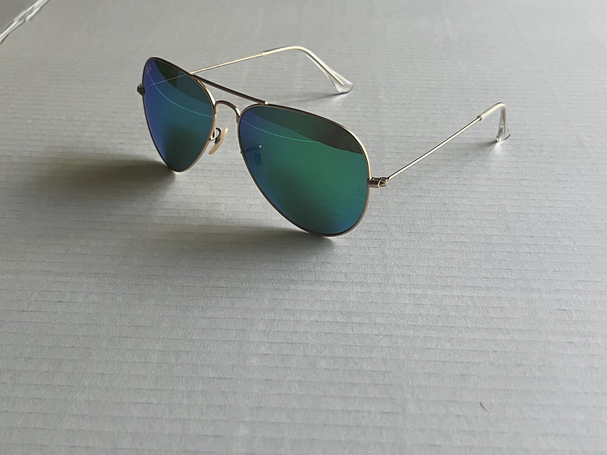 New Damaged Box 62mm Ray-Ban Aviator Gold Frames Green Lenses G-15 Lens RB3026 Ray-Ban New Aviator RB 3625 9196/31 58mm Gold Frame G15 Lens  main image 2