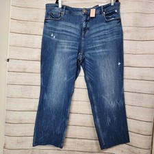 NWT LOFT High Waist Straight Raw Hem Straight Crop Jeans Women's Size 18