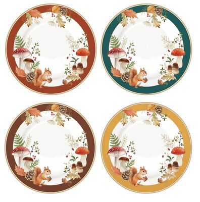4er Set Kuchenteller AUTUMN BREEZE Herbst Eichhörnchen D. 19cm in GB Easy Life