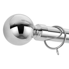 Extendable Metal Curtain Pole Chrome 28mm With Finials Rings Hooks Rod Fittings
