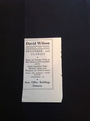 M4-2 Ephemera 1939 Werbung Dunoon David Wilson Florist