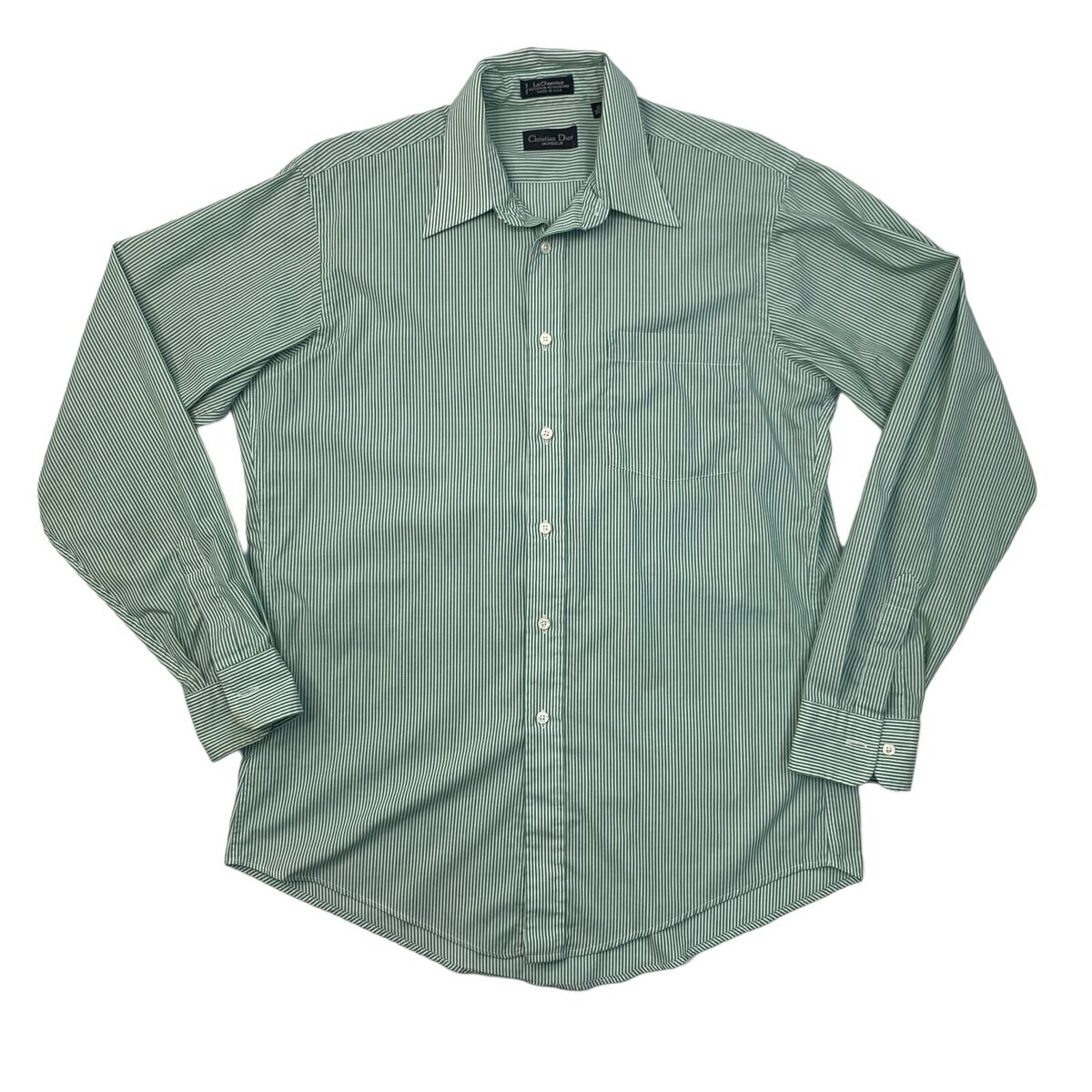 Vintage Christian Dior Monsieur Dress Shirt Mens 15.5 Green Vintage Christian Dior Monsieur Dress Shirt Mens 15.5 Green