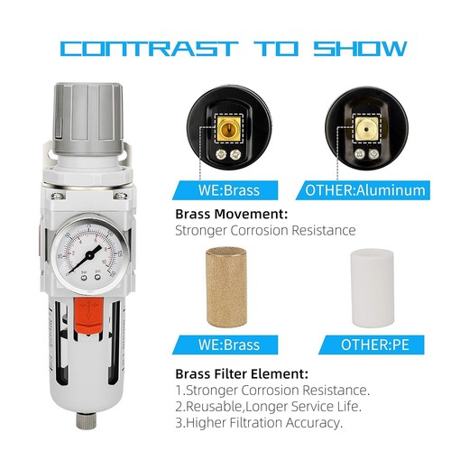Efficient Compressed Air Filter Regulator Combo - 5 Micron Filtering Power - Picture 7 of 9