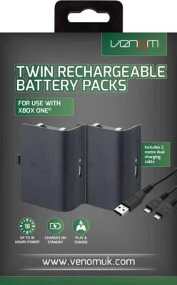 Venom Xbox One Rechargeable Battery Twin Pack: Black (Xbox One) Gaming Action - Image 1 of 4