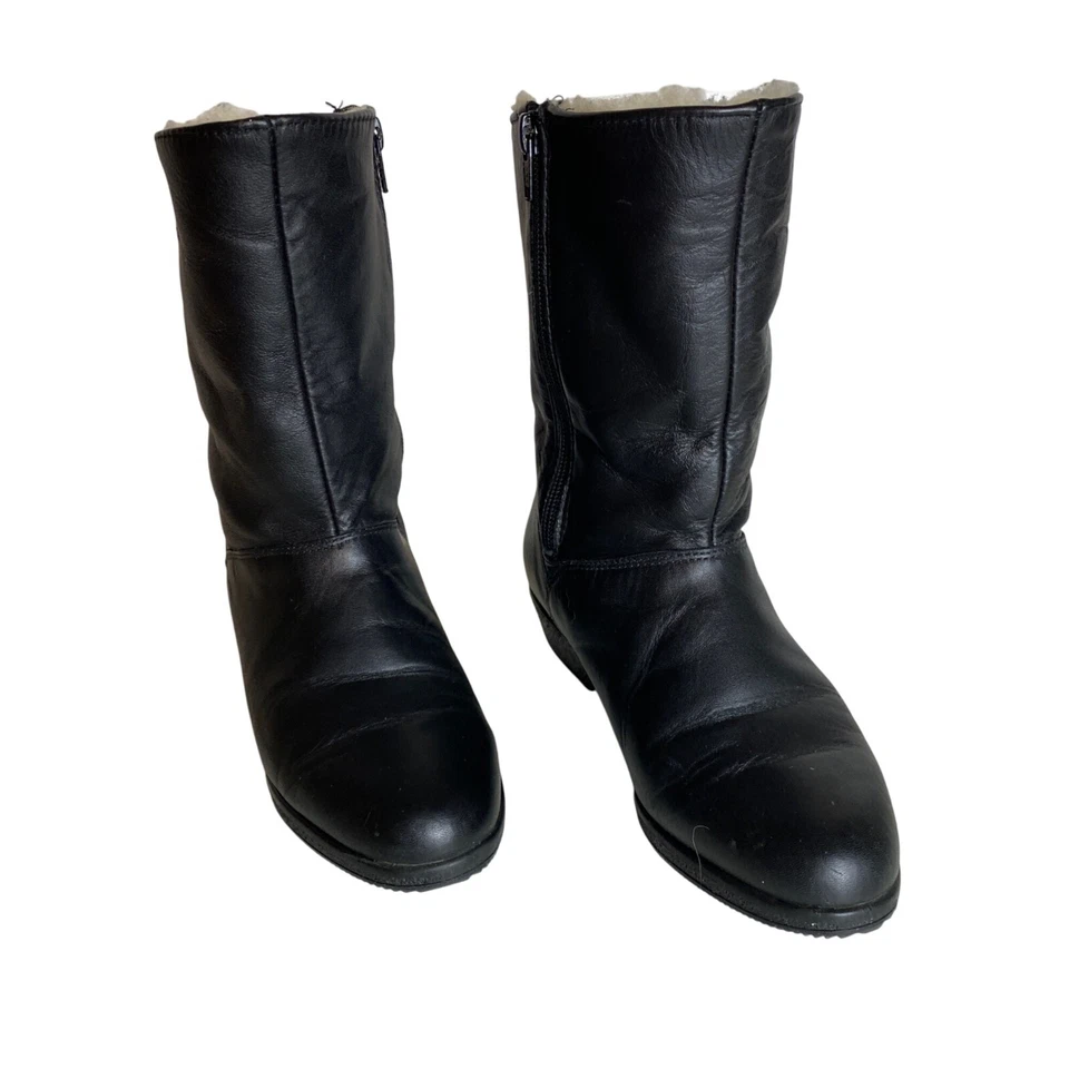 Blondo 女式皮靴 5.5B 黑色中筒拉链闭合羊毛衬里加拿大 — 第 2/4 张图片