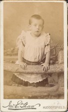 CDV Antique Photo Carte Visite Child Lacy Pinafore Little Boy Girl Huddersfield