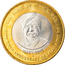 #820547 M&uuml;nze, INDIA-REPUBLIC, Lala Lajpat Rai, 10 Rupees, 2015, VZ, Bi-Metall