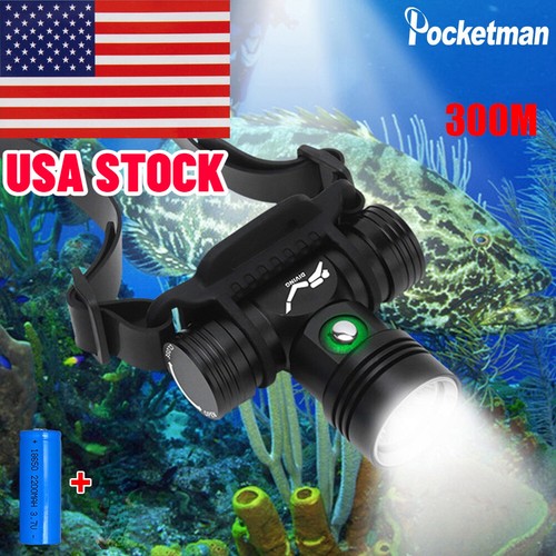 Profi Tauch Stirnlampe 300M Unterwasserscheinwerfer Taschenlampe 18650  - Bild 1 von 9