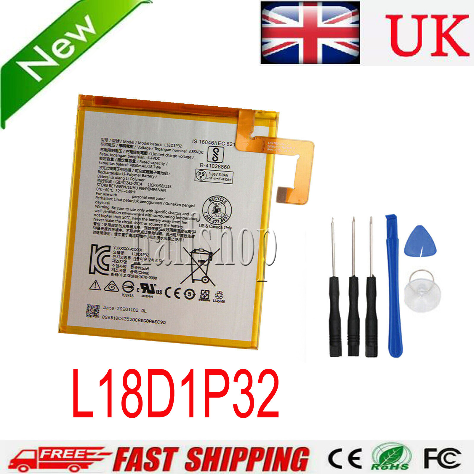 Battery For Lenovo Smart Tab M10 HD TB-X505F ZA510007US,ZA510007US,TB-X505F