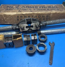 Armstrong No. 2 Pipe Threader Stock & Dies 3/8" 1/2" 3/4" 1" Antique See Pics