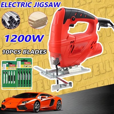 Electric Jig Saw 1200W Multi-Functional Cutter with 10 x saw blade
