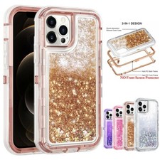 Shockproof Case For iPhone 17 16 15 14 Pro Max 13 12 Liquid Glitter Bling Cover