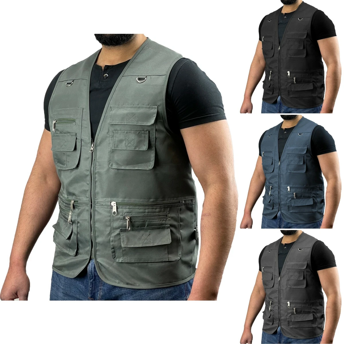 Multi-Pocket Fishing Vest  Mens Lightweight Fishing Gilet in L