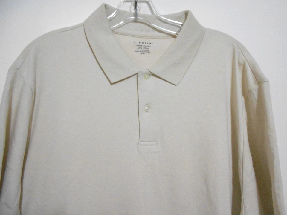  J. Ferrar Mens XL Beige Pima Cotton Polo Shirt Top Pickle Ball Tennis Golf  - Image 2 of 4