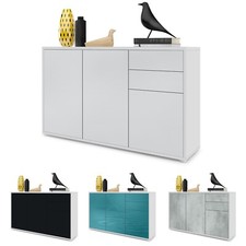 Kommode Sideboard Anrichte Schrank Ben V3 in Weiß - Hochglanz und Naturtöne