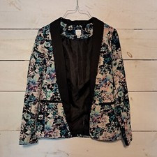 Lauren Conrad Multicolor Blue Purple Black Floral Blazer Size 4