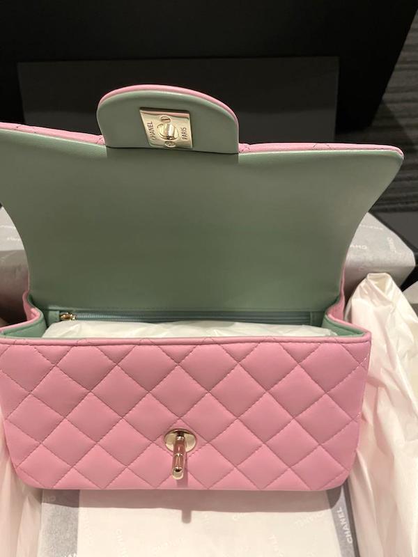 CHANEL Mini Matelasse Flap Bag Crossbody Pink AS2431 Top Handle Purse Auth  New