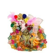 Multi Colour Laddu Gopal Kanha Ji Dress With  Mukut, Mala, And Bansuri US