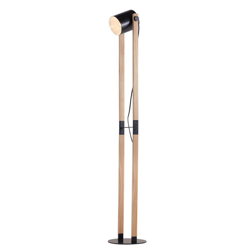 Lampadaire métal et bois éclairage d'angle gain de place petit salon