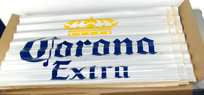 CORONA EXTRA BEER CORRUGATED METAL TIN TACKER BAR SIGN LOT 3 ADVERTISING NEW NIB