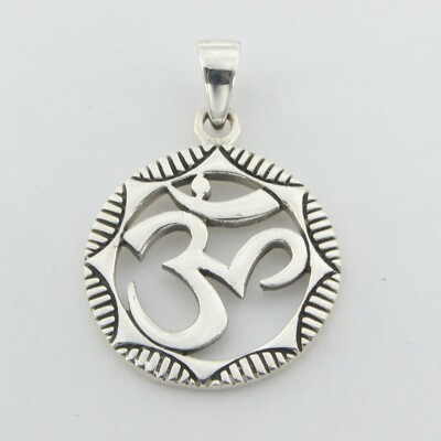 925 SILBER STERLING - Mystic Om / Aum ANHÄNGER - Silberschmuck #p114