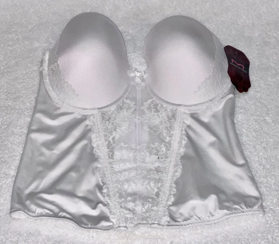 Sujetador Bustier MAIDENFORM Súper Sexy Sin Tirantes Encaje Blanco Push Up NUEVO Mujeres 38B 38D Foto 3 de 4