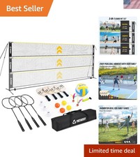 Versatile 3-in-1 Sports Net Set - Volleyball, Badminton & Pickleball Combo 17ft