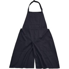 Long Split Leg Pottery Apron 3 Pockets Painting Ceramics Clay Black Unisex