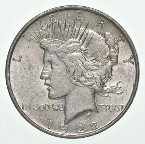 (1) AU 1922-D Peace Silver Dollar 90% - Almost Unc - Denver Mint *7536