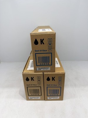 Lot of 3 Dell 5110cn High Capacity Black Cartridges GD898 *Open Box