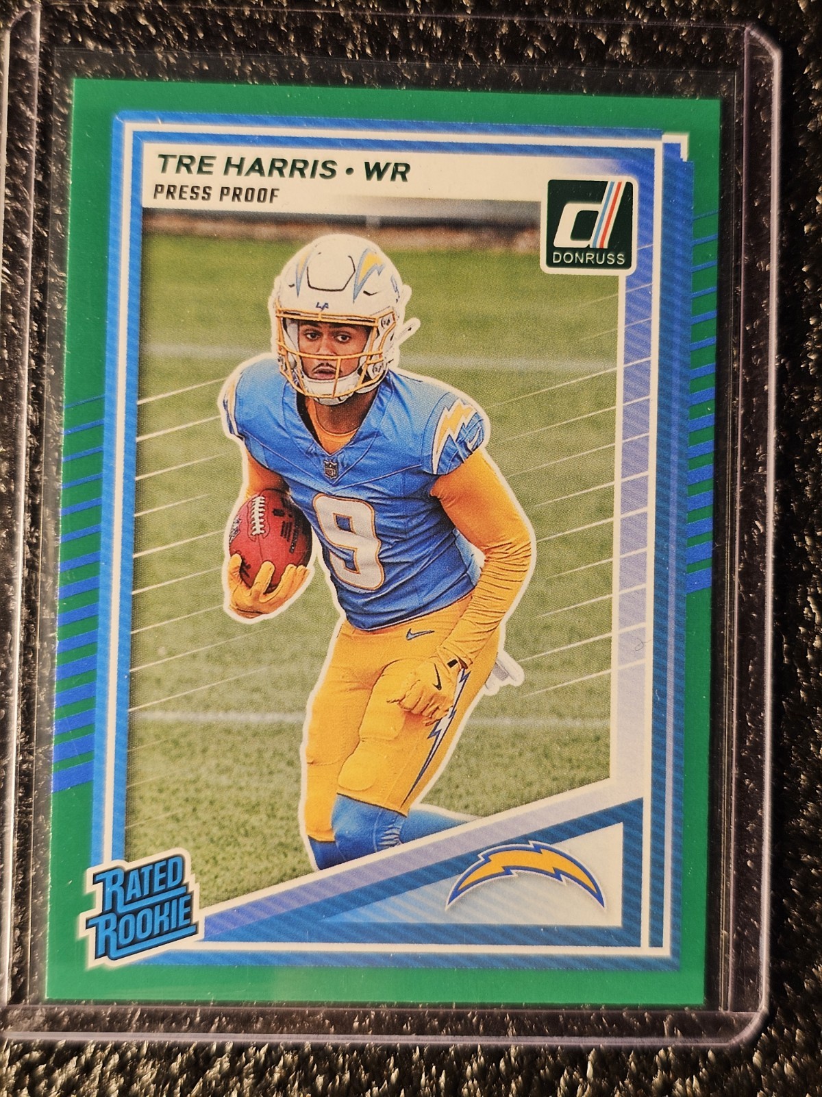 2025 Panini Donruss - Rated Rookie Tre Harris #329 Press Proof Green (RC)