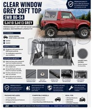 Clear Window Grey Soft Top For Suzuki Swb Samurai Sj410 Sj413 1986-1994 Clear Window Grey Soft Top For Suzuki Swb Samurai Sj410 Sj413 1986-1994