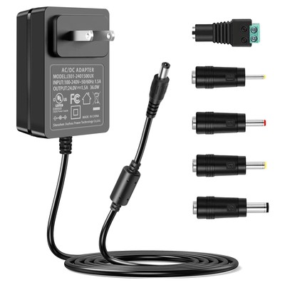 Gonine 24V 1.5A 1A Power Supply Cord UL Certificate, 100-240V AC to DC 24 Vol...