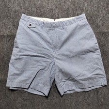 Ralph Lauren Men's 38 Seersucker Blue White Striped Polo Golf Shorts