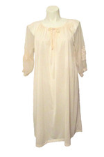 Lorraine Semi Sheer Light Pink Nylon Lace Trim Long Sleeve Peignoir Nightgown L