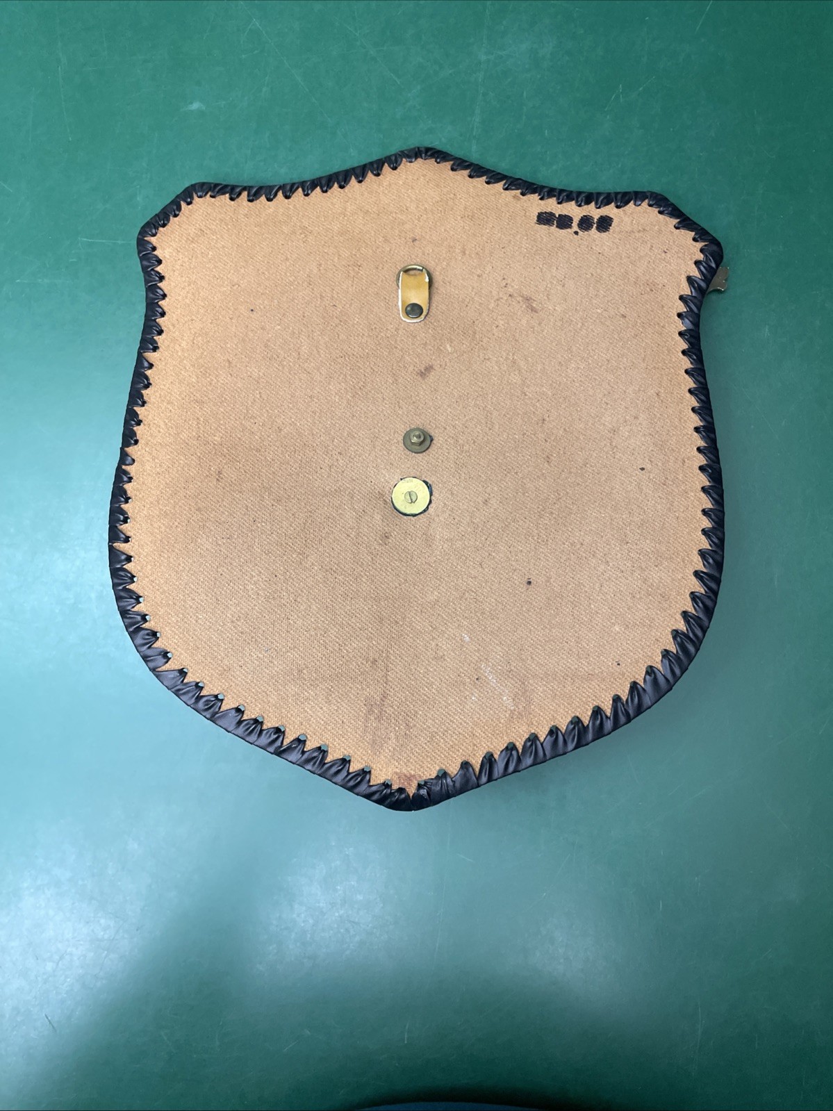 Vintage Armor And Swords Shield Coat Of Arms On Leather Scroll W/ Eagle - Spain