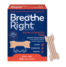 44 BREATHE RIGHT NASAL STRIPS, EXTRA STRENGTH TAN  1 x 44 Count Box  EXP 2028