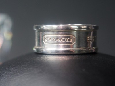 Vintage Authentic COACH Sterling Silver Wide Band Ring Size 8 EST 1941 Designer