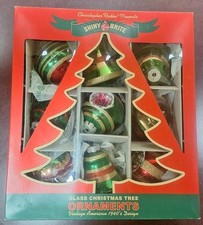 Shiny Brite Christopher Radko Set Of 9 Glass Christmas Tree Ornaments Retro