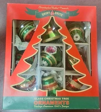 Shiny Brite Christopher Radko Set Of 9 Glass Christmas Tree Ornaments Retro