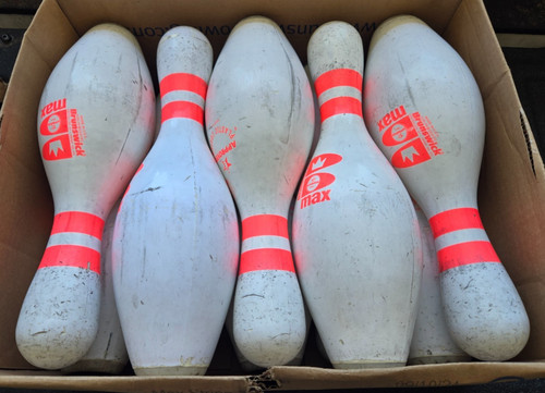 Bowling pins used 10 pins 1 case.Crafts Target practice. Lathe work Free Shippin