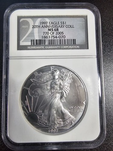 1997 American Eagle 1 oz Silver Coin NGC MS68 U.S. Mint .999