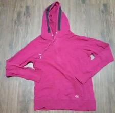 Calvin Klein Womens Hoodie Small Red Pocket Logo Classic Cottagecore Preppy