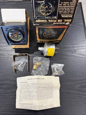 1980's EQUUS 2'' Electric Oil Pressure Gauge Illuminated 6052 Rat Rod