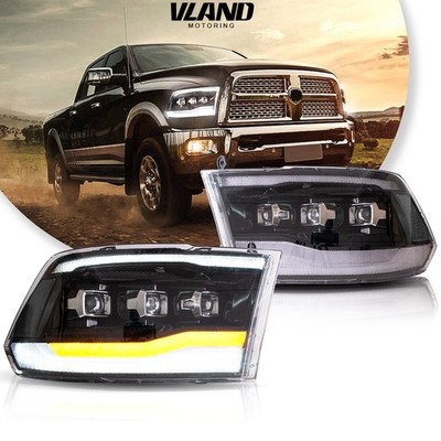 Clear VLAND LED Headlights For 2009-2024 Dodge Ram 1500 2500 3500 w/Sequential
