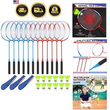 12 Pack Badminton Rackets Set Including Badminton Racquets, Nylon Shuttlecock...