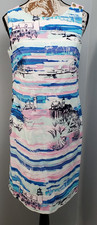 Talbots Sheath Dress Women Petite 4P Multi Nautical Coastal Print Vacation Beach