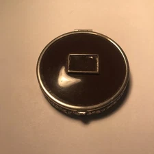 Vintage Enamel 2 Compartment Blush and Powder Compact Round