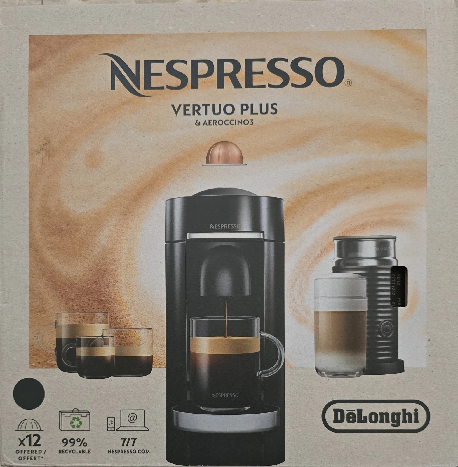New Delonghi ENV155BAE Nespresso Vertuo Plus Coffee & Espresso Machine/Maker